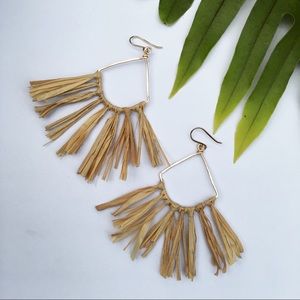 Hulalei boho goldfill raffia earrings